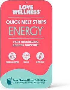 Love Wellness | Suplemento em Tiras de Energia de Dissolução Rápida | Cafeína Natural | 15 Tiras