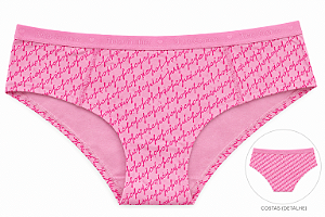 Calcinha Feminina Juicy Couture Algodão Rosa Monogramada Cós Elástico – Tam:G