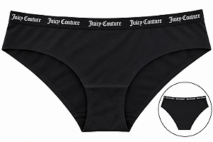Calcinha Feminina Juicy Couture Sem Costura Preta Cós elástico– Tam:M