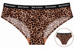 Calcinha Feminina Juicy Couture Sem Costura Animal Print Cós elástico– Tam:M