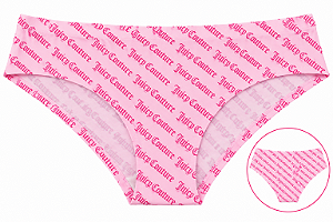 Calcinha Feminina Juicy Couture Sem Costura Rosa Claro Monogramada V– Tam:G