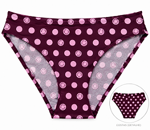 Calcinha Feminina Juicy Couture Sem Costura Bordô Bolinhas V– Tam:G