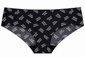 Calcinha Feminina Juicy Couture Sem Costura Preta Monogramada – Tam:G