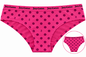 Calcinha Feminina Juicy Couture Algodão com Costura Rosa e Bolinha Roxa– Tam:G