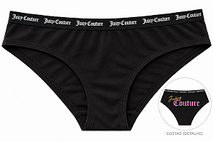 Calcinha Feminina Juicy Couture Algodão com Costura Preta – Tam:M