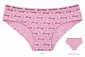 Calcinha Feminina Juicy Couture Algodão com Costura Rosa Monogramada – Tam:M