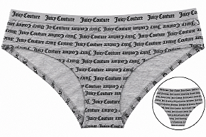 Calcinha Feminina Juicy Couture Algodão com Costura Cinza Monogramada – Tam:M
