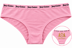 Calcinha Feminina Juicy Couture Algodão com Costura Rosa Claro – Tam:M