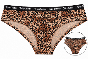 Calcinha Feminina Juicy Couture Algodão com Costura Animal Print – Tam:G