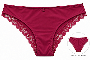 Calcinha Feminina Juicy Couture Bordô detalhe em renda - Tam:M