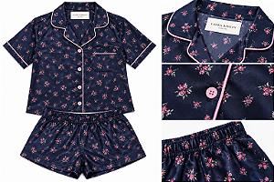 Pijama Feminino Laura Ashley Floral – Camisa Manga Curta + Shorts - Tam: GG