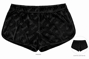 Short Feminino Preto Plush Juicy Couture Monograma - Tam:G