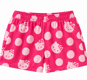 Short Feminino Hello Kitty Rosa em Algodão - Tam:P/M