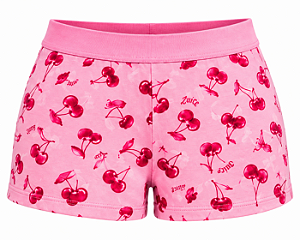 Short Feminino Rosa estampa de Cerejas Plush Juicy Couture com Aplicação em Strass - Tam:M