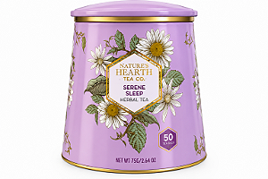 Chá de Ervas Serene Sleep Nature’s Hearth – 50 Sachês | Lata Lilás Decorativa