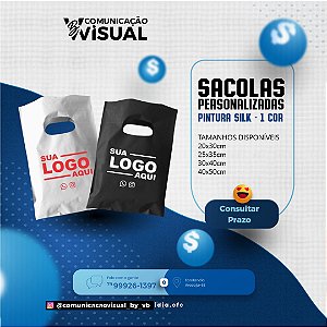 1Kg Sacolas Plastica 20x30cm - Personalizadas - Modelo Boca de Palhaço