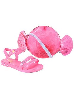 Sandália Infantil Grendene Barbie + Bolsa Candy Bag