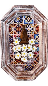Quadro de Parede em Madeira Artesanal Nossa Senhora Aparecida Rústico 57 x 36 cm