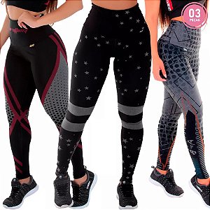 Kit calças leggins 3 unidades