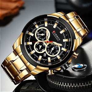 Relógio masculino Quartzo dourado,
