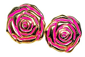 BRINCO FLOR BOTÃO PINK