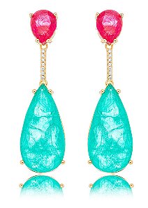 BRINCO GOTA FUSION TURMALINA E MAGENTA -SHINE