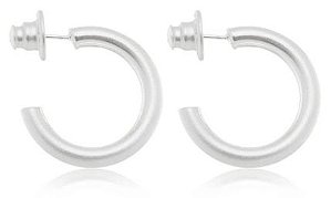 BRINCO ARGOLA FOSCA PEQUENA RODIO BRANCO