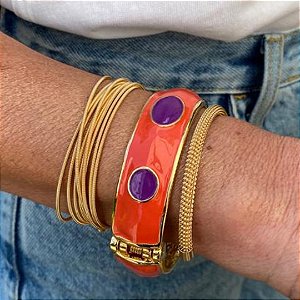 MIX DE PULSEIRAS -  1 ESMALTADA +  2 DOURADAS