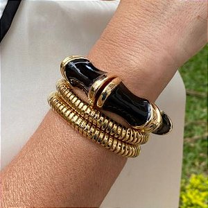 MIX DE PULSEIRAS SEXTAVADO - 2 MOLAS + 1 ESMALTADO SEXTAVADO