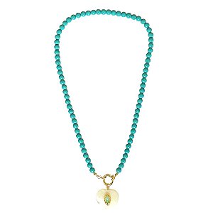 COLAR DE PEDRA TURQUESA COM MADRE PEROLA