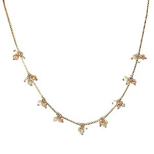 COLAR DOURADO COM PEROLAS MULTICOLORIDAS