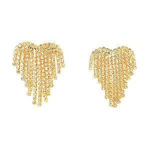 BRINCO STRASS CORAÇÃO DOURADO