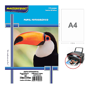 01 Pacote - Papel Fotográfico Glossy Brilhante 115g - 50 Folhas