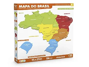Mapa do Brasil Junges – Quebra-Cabeça Educativo em Madeira | Regiões, Estados e Capitais | 26 Peças