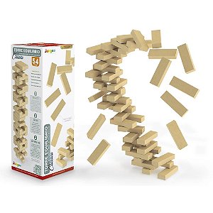 Torre Equilíbrio Clássica Junges 54 Peças em Madeira MDF | Jogo Educativo de Estratégia