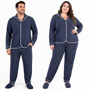 Conjunto Pijama Adulto Basico| UNISSEX | Moletinho Aberto Camisa Manga Longa Com Bolsinho