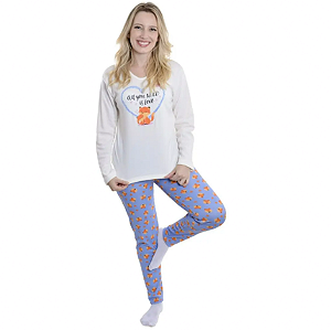 Pijama SWEET canelado - Marfim | Cod. 22101