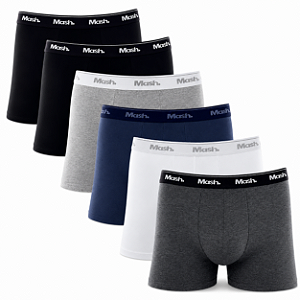KIT 6 PEÇAS - Cueca Boxer Masculina em Algodão 111.04 | Marca : MASH | Cores: SORTIDAS