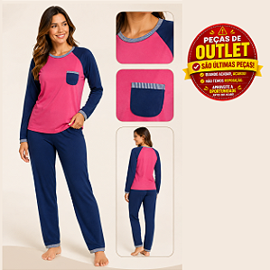 Pijama Feminino Ragla Pink com Marinho - 4677
