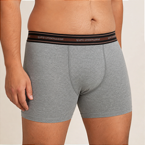 KIT 3 PEÇAS de Cueca Boxer de Algodão com Elastano | Tamanho: Especial | Marca: LUPO Código: 00653 - Cor: Cinza Mescla