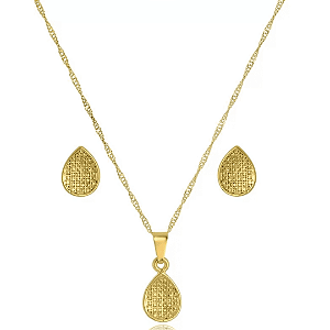 Conjunto de colar e brinco em formato de Gota Ângela