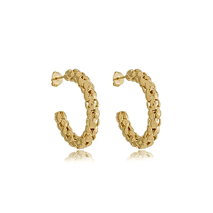 Argola Banhada a Ouro Texturizada