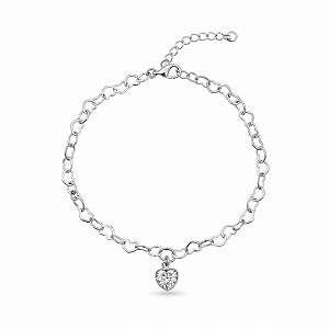 Pulseira de Corações Entrelaçados - Banhada a Prata