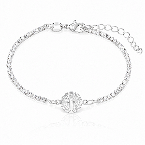 Pulseira Cravejada Medalha de São Bento