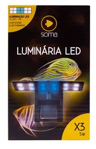 LUMINARIA LED SOMA X3 PRETA (5W) LED BRANCO/AZUL