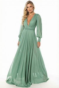 Vestido Longo Atena Verde Seco Claro