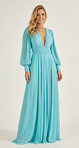 Vestido Longo Atena Azul Tiffany