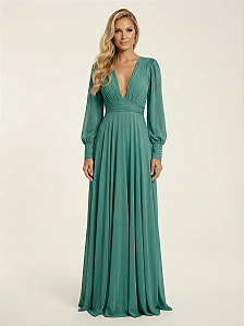 Vestido Longo Atena Verde Oliva Claro