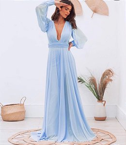 Vestido Longo Atena Azul Serenity