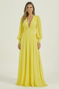 Vestido Longo Atena Amarelo Bebê